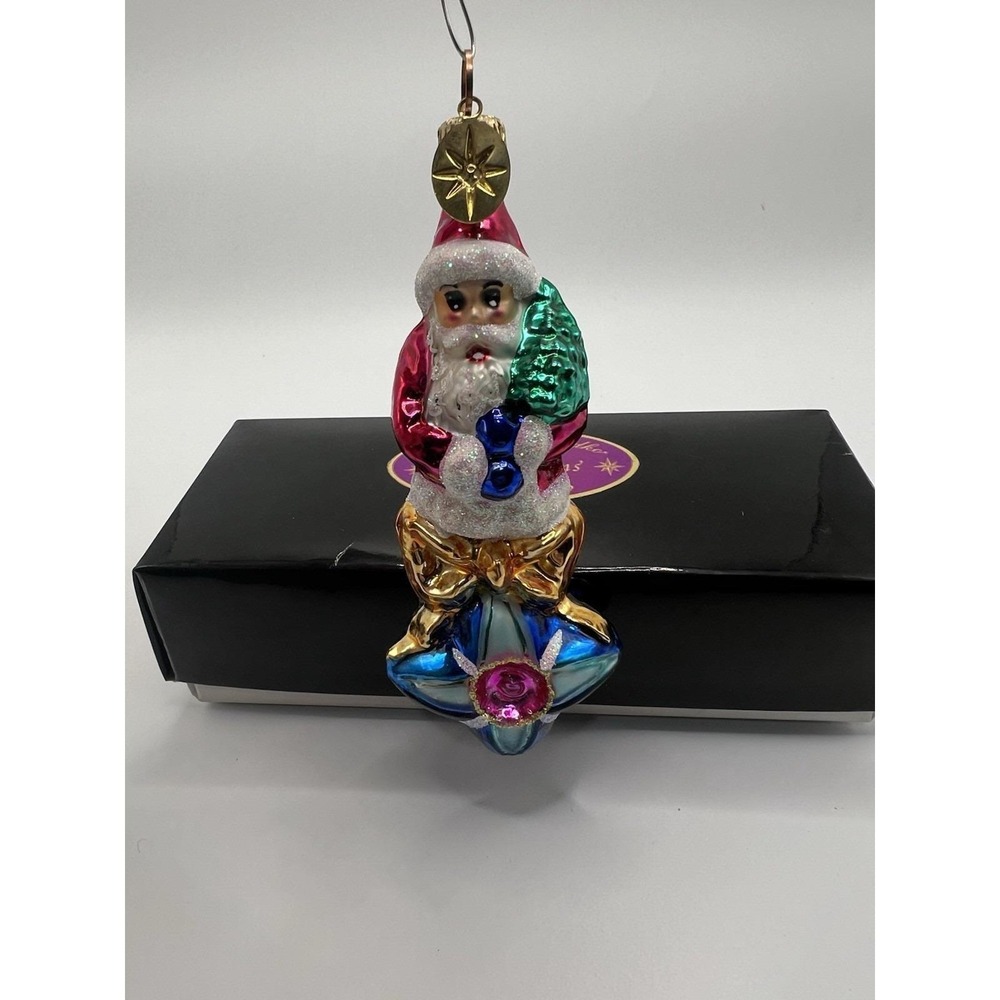 Christopher Radko Little Gem Star Santa Blown Glass Christmas Tree Ornament NIB - Picture 2 of 6